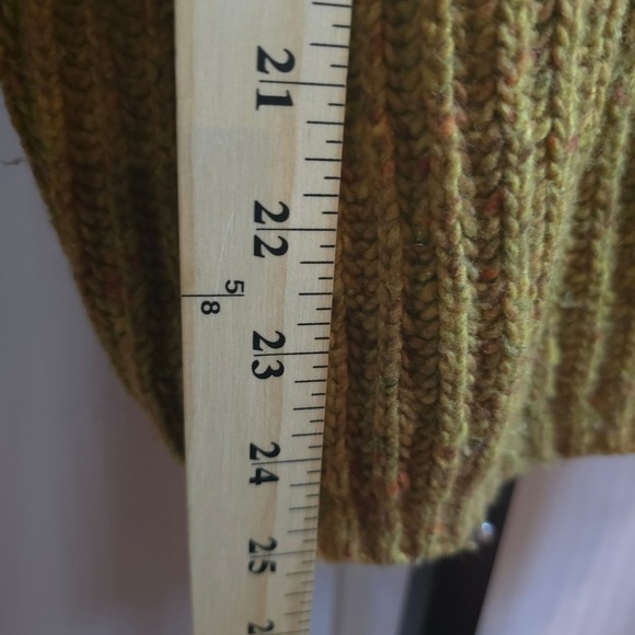Faherty Wool Alpaca Mockneck Sweater XS Ribbed Fisherman Knit Olive Brown Rustic - Picture 8 of 11